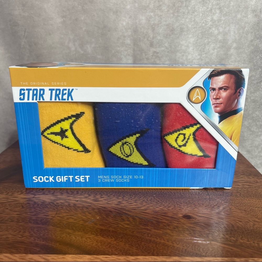 3 Pair Mens Star Trek Crew Socks Gift Set NWT